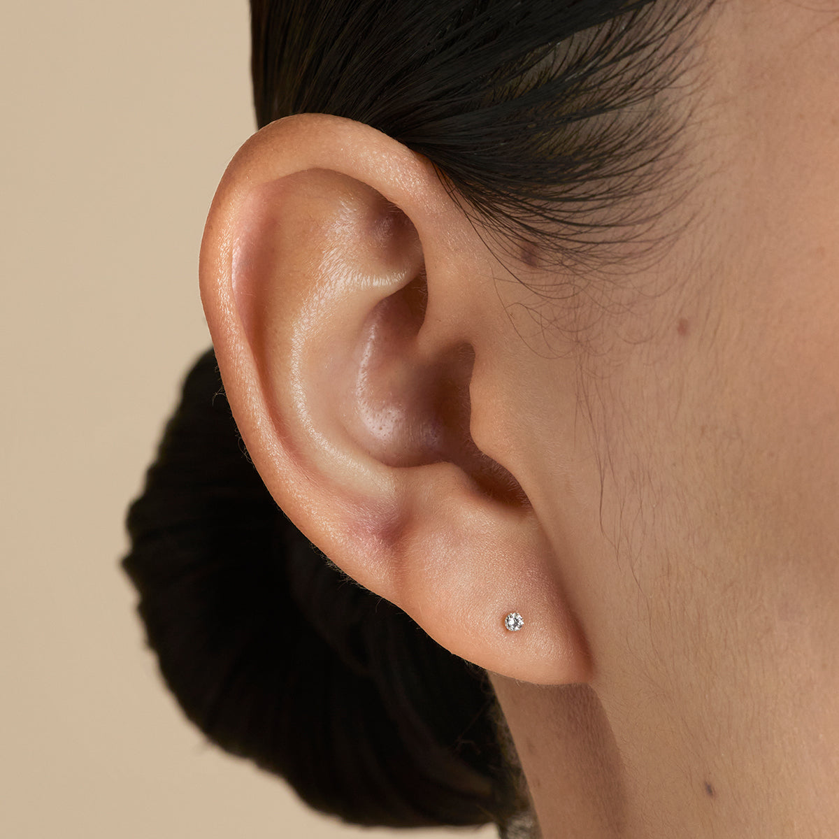 Floating Diamond Small Piercing Stud in Solid Gold-Astrid &amp; Miyu