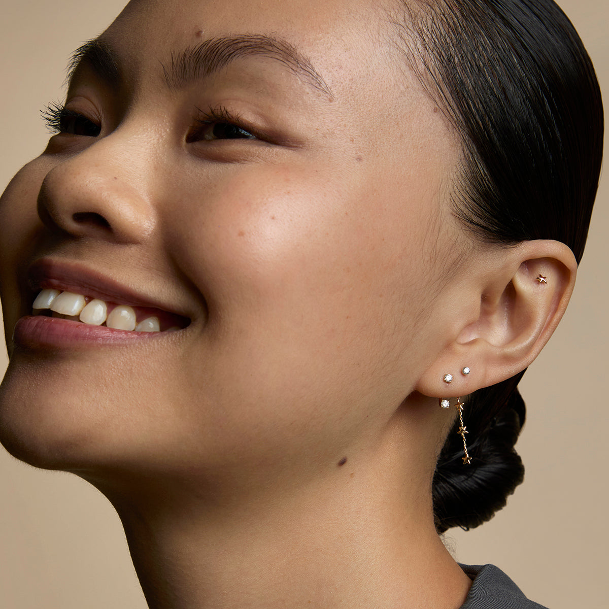 Star Small Piercing Stud in Solid Gold-Astrid &amp; Miyu