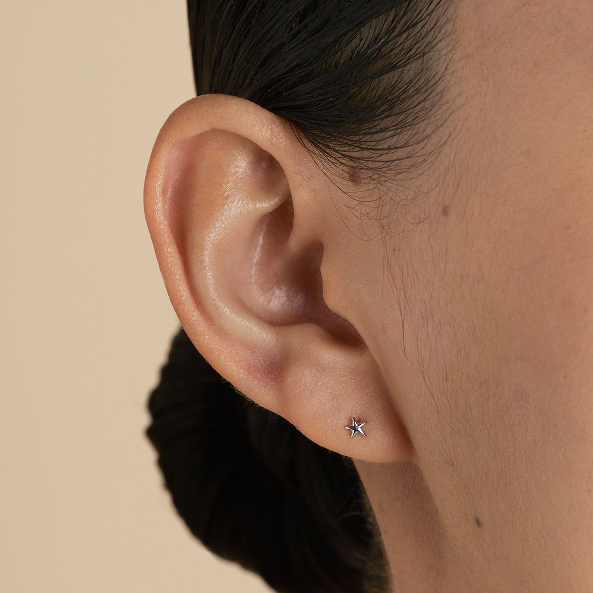 Star Small Piercing Stud in Solid White Gold-Astrid &amp; Miyu