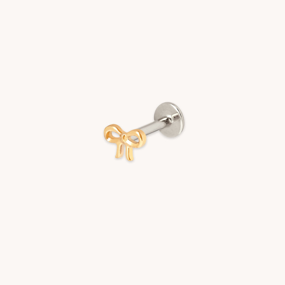 Bow Titanium Piercing Stud in Gold-Astrid &amp; Miyu