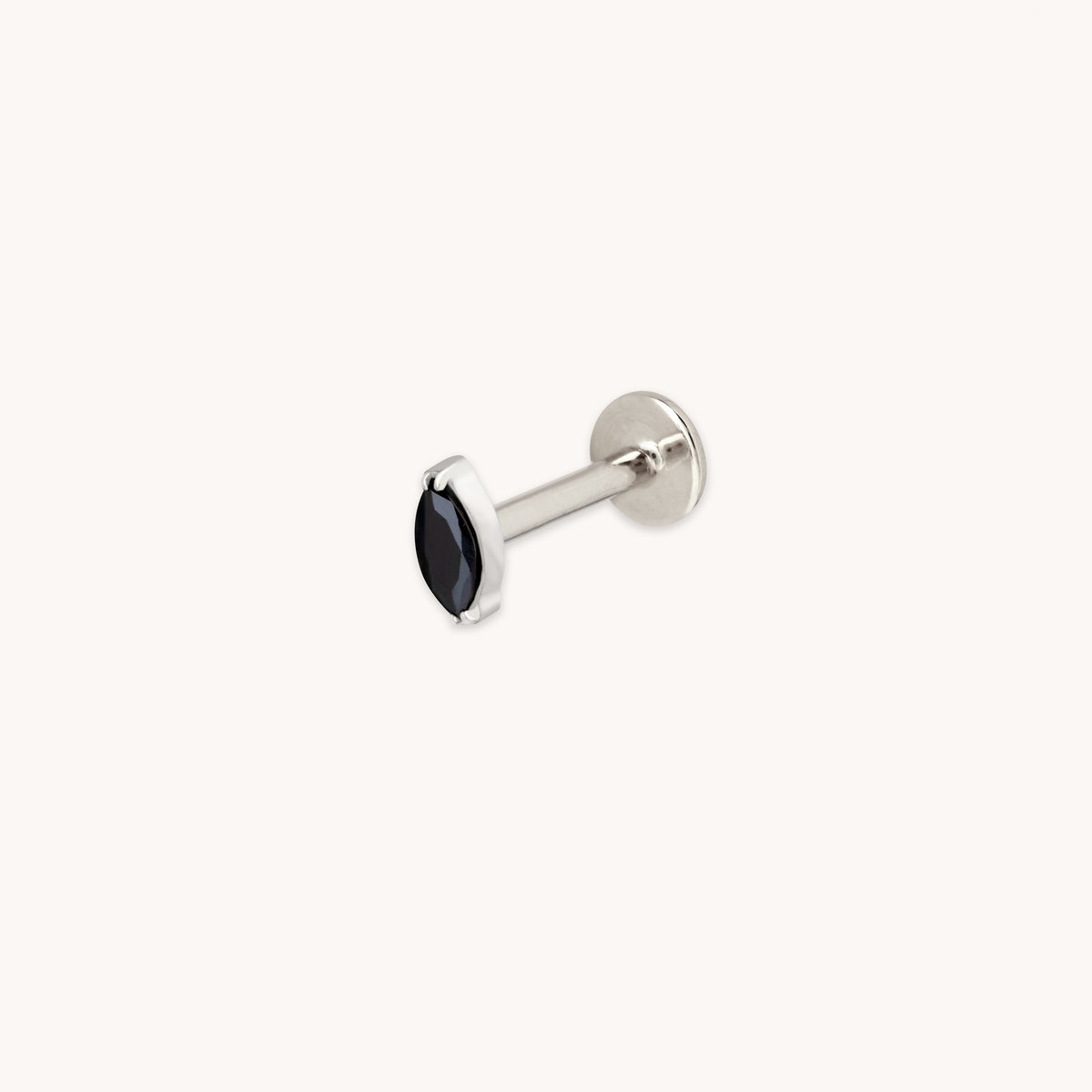 Black Crystal Marquise Titanium Piercing Stud in Platinum-Astrid &amp; Miyu