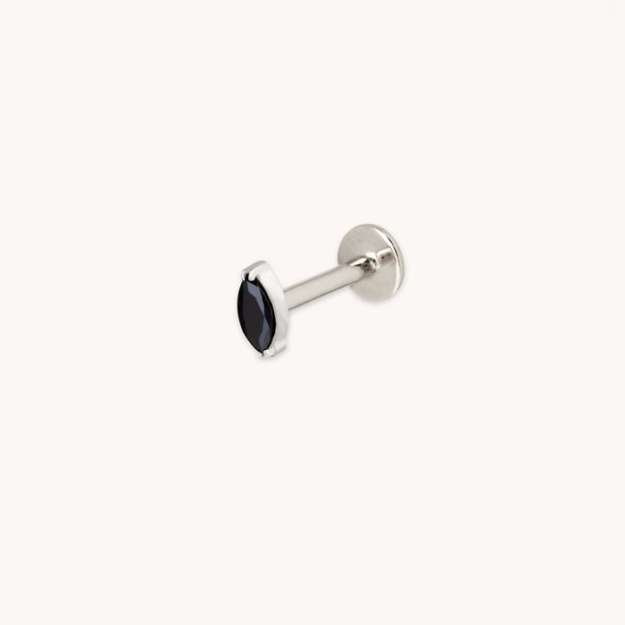 Black Crystal Marquise Titanium Piercing Stud in Platinum-Astrid &amp; Miyu