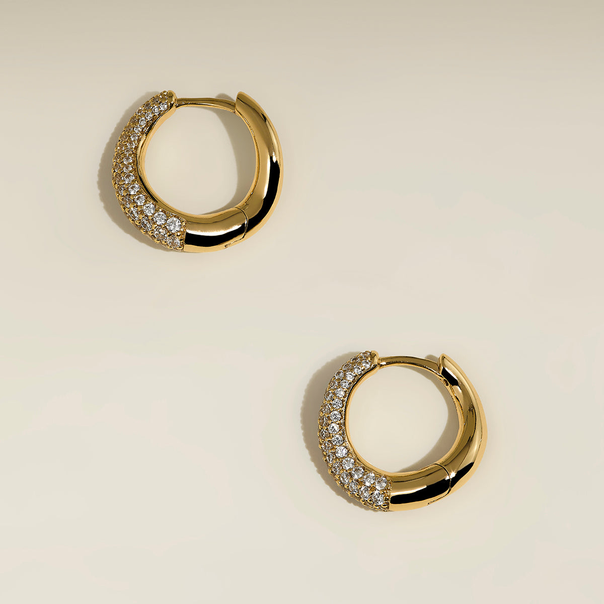 Wave Pavé Crystal Hoops in Gold-Astrid &amp; Miyu