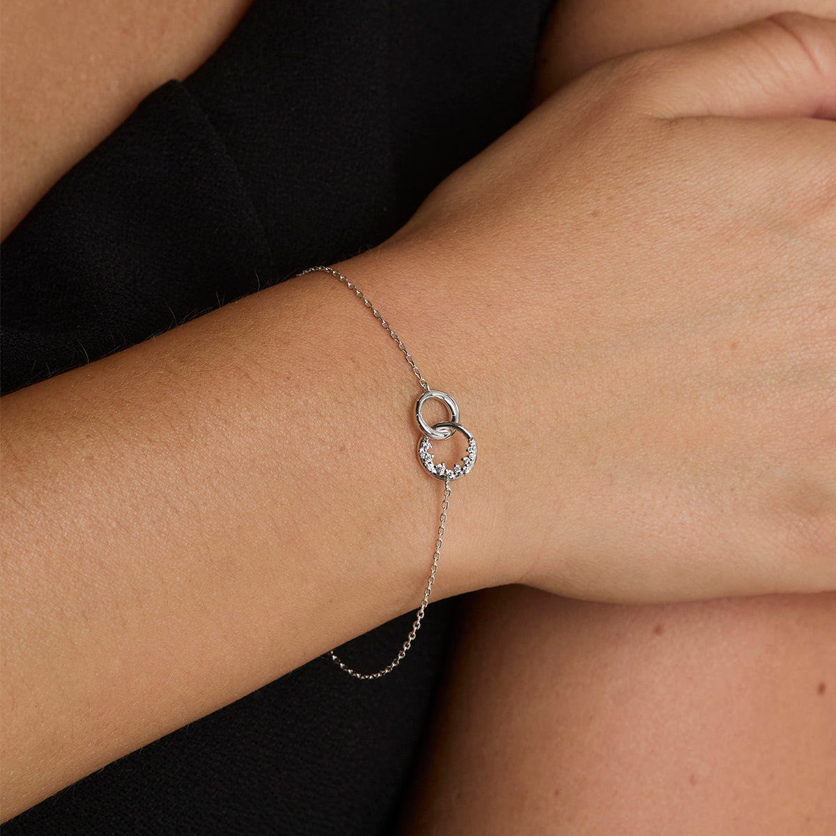 Orbit Crystal Pendant Bracelet in Silver-Astrid &amp; Miyu