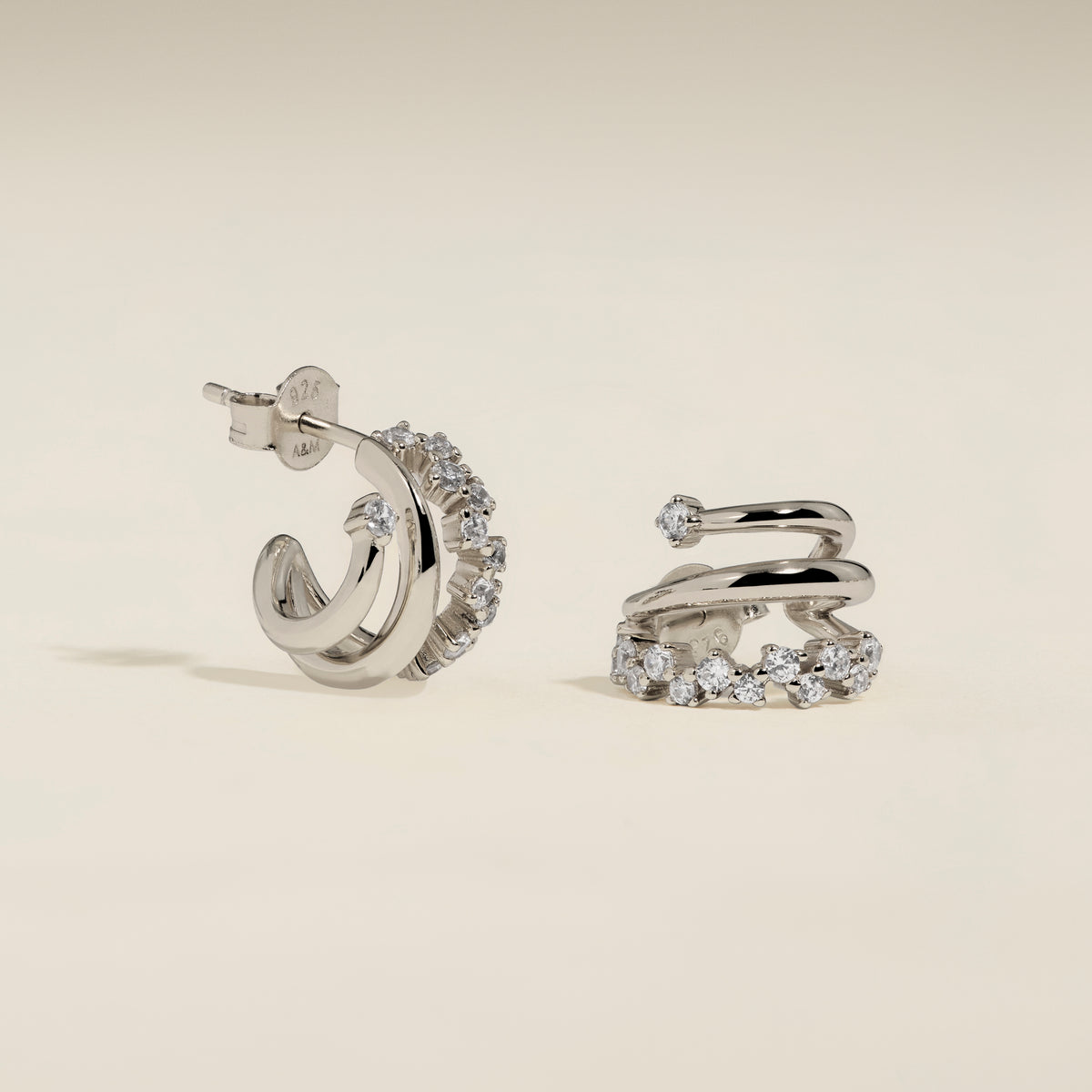 Illusion Spiral Huggies in Silver-Astrid &amp; Miyu