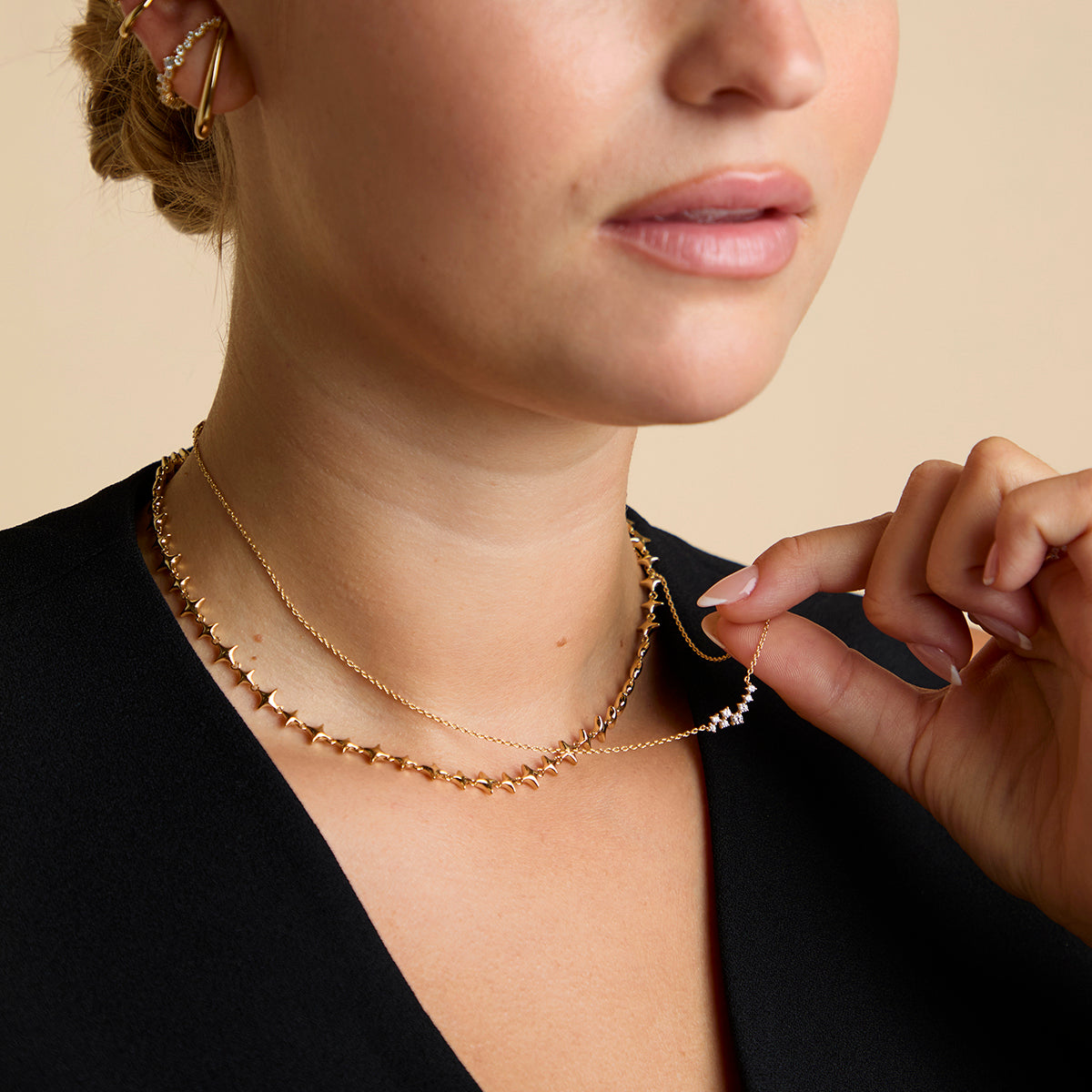 Crystal Scatter Necklace in Gold-Astrid &amp; Miyu