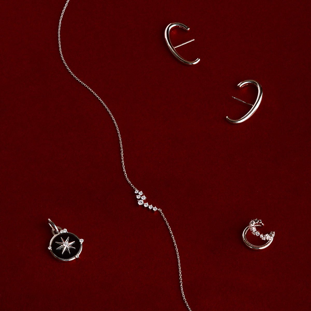 Crystal Scatter Necklace in Silver-Astrid &amp; Miyu