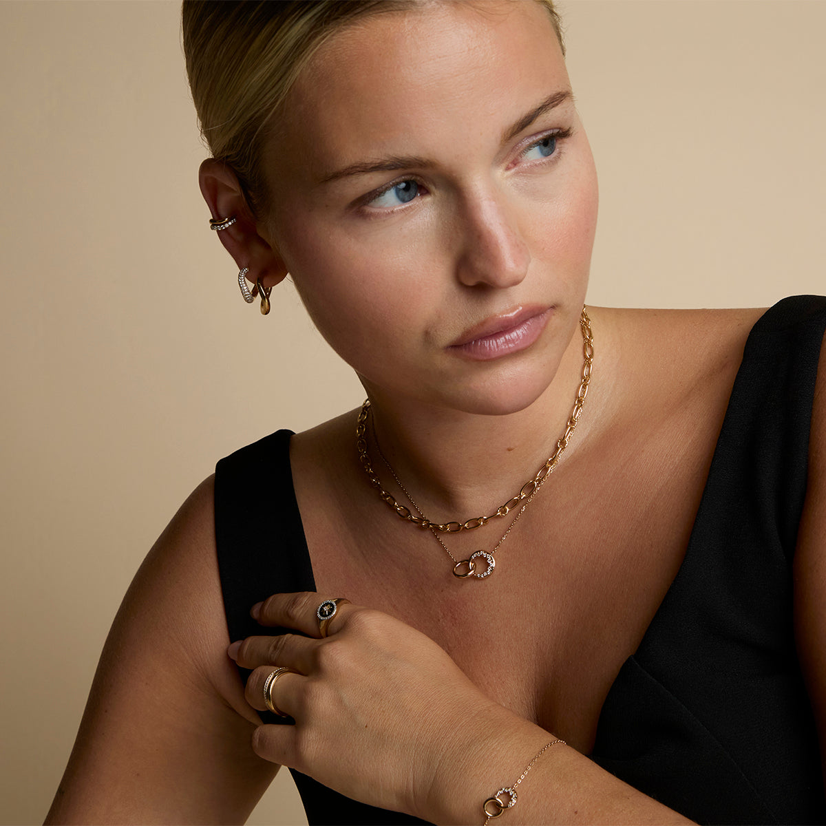 Orbit Crystal Pendant Necklace in Gold-Astrid &amp; Miyu