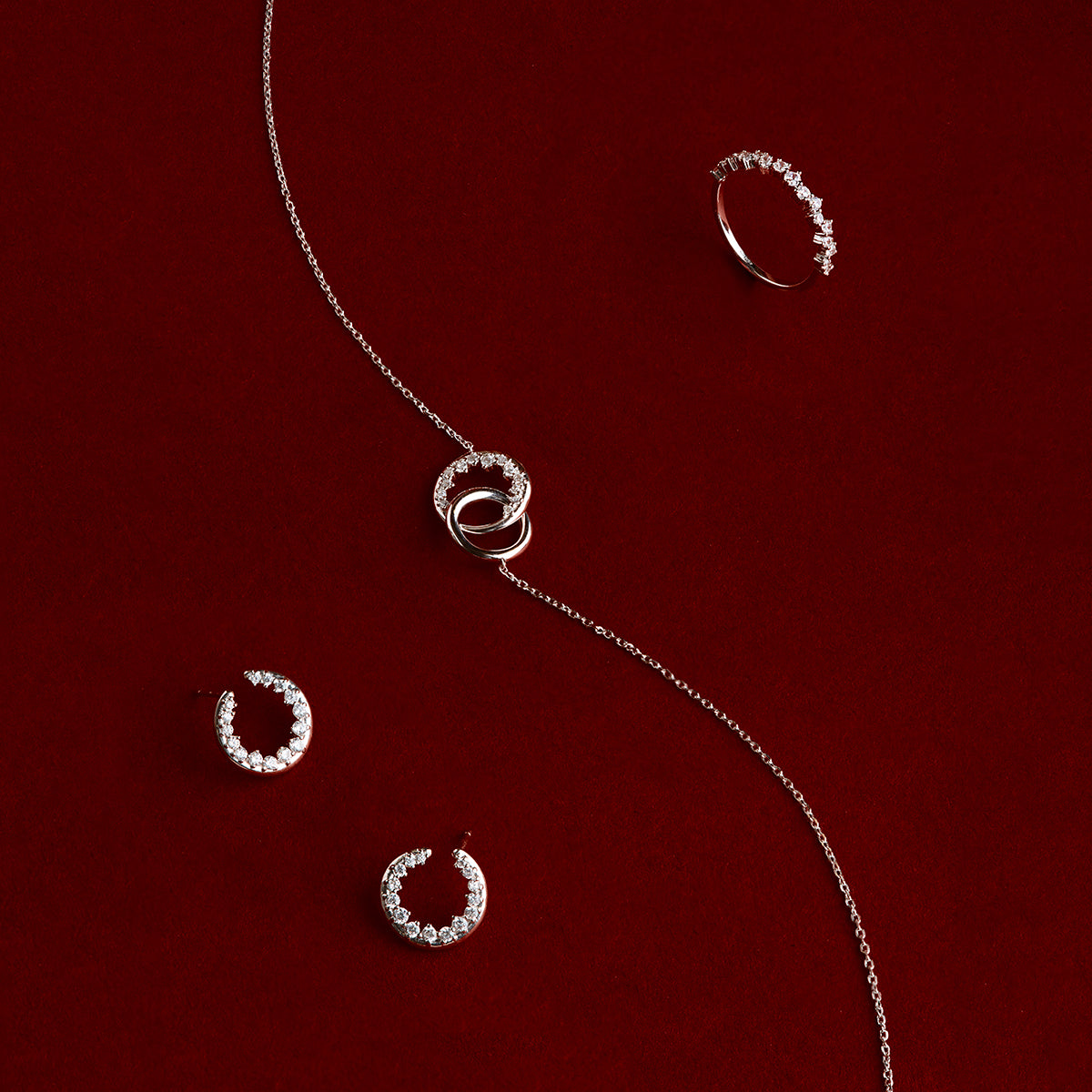 Crystal Scatter Band Ring in Silver-Astrid &amp; Miyu