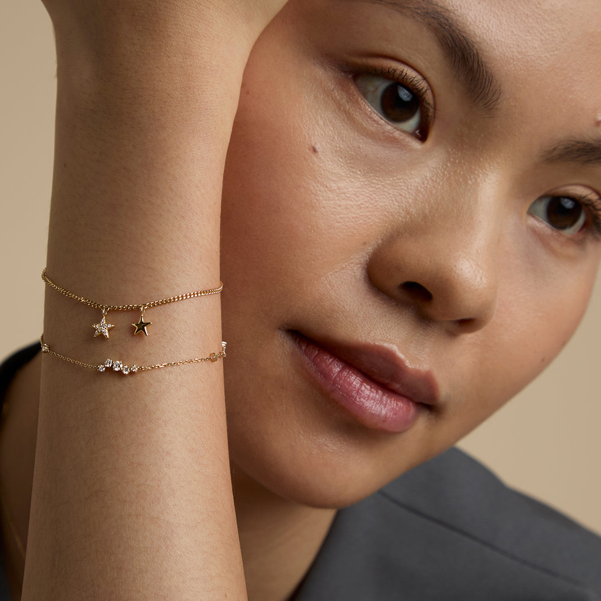 Diamond Cluster Bracelet in Solid Gold-Astrid &amp; Miyu