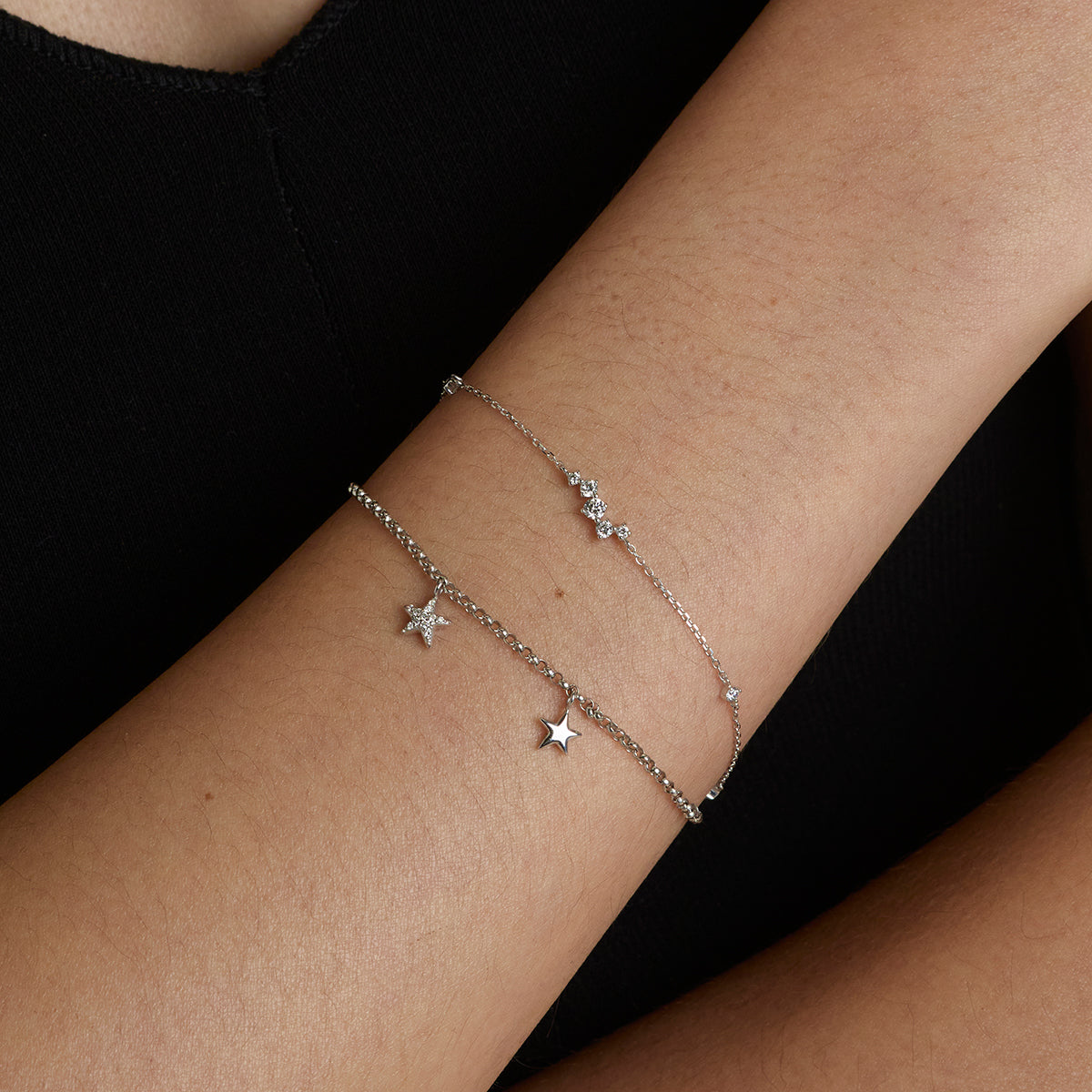 Diamond Cluster Bracelet in Solid White Gold-Astrid &amp; Miyu