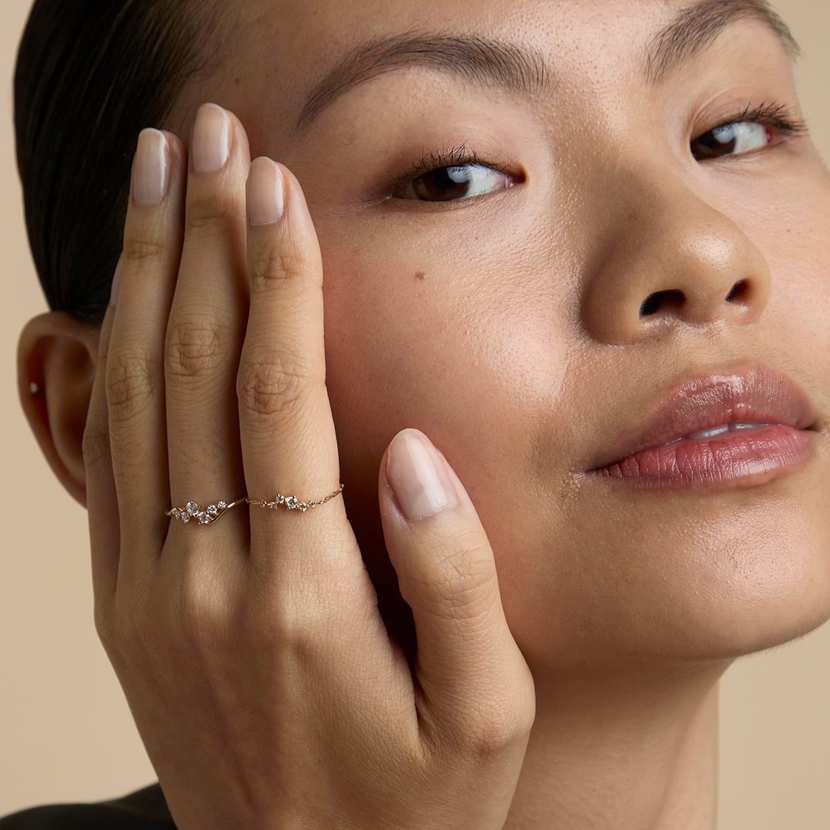 Diamond Cluster Ring in Solid Gold-Astrid &amp; Miyu