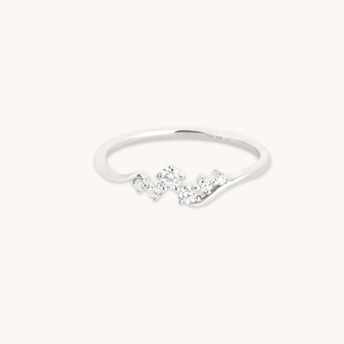 Diamond Cluster Ring in Solid White Gold-Astrid &amp; Miyu