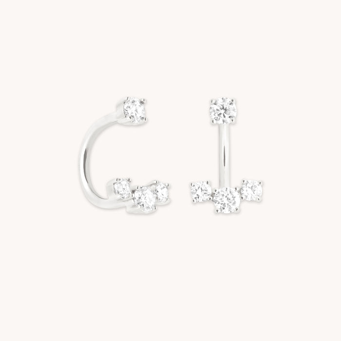 Diamond Trio Ear Jacket in Solid White Gold-Astrid &amp; Miyu
