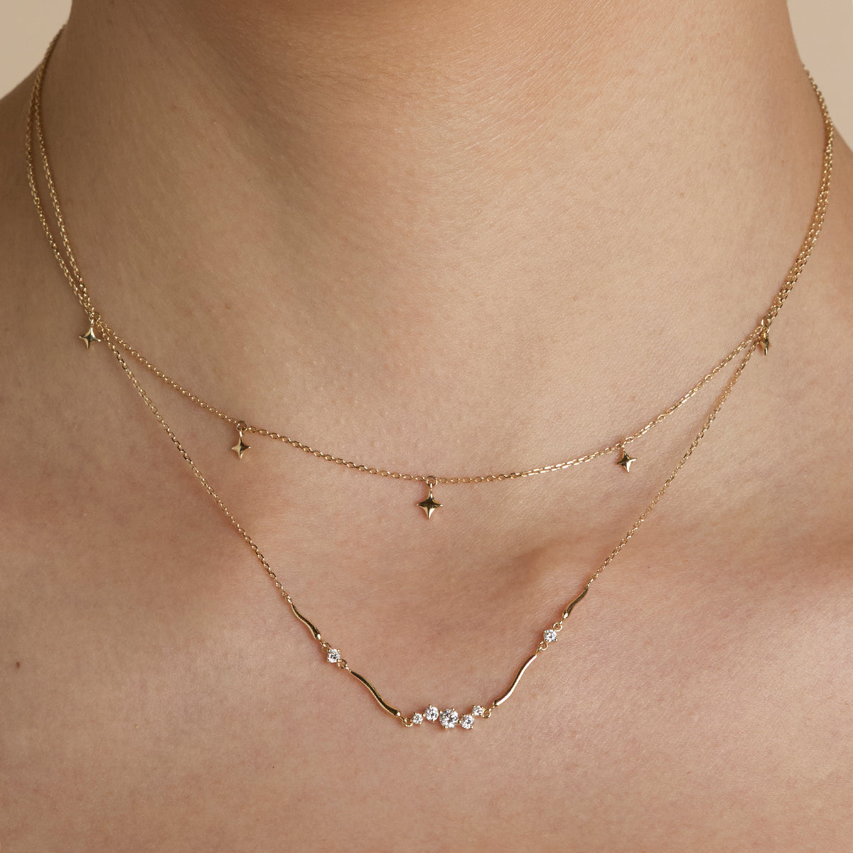 Cosmic Star Charm Necklace in Solid Gold-Astrid &amp; Miyu