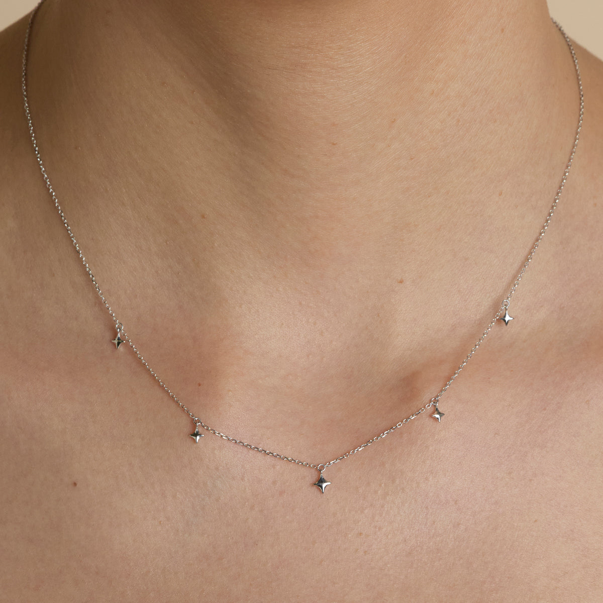 Cosmic Star Charm Necklace in Solid White Gold-Astrid &amp; Miyu
