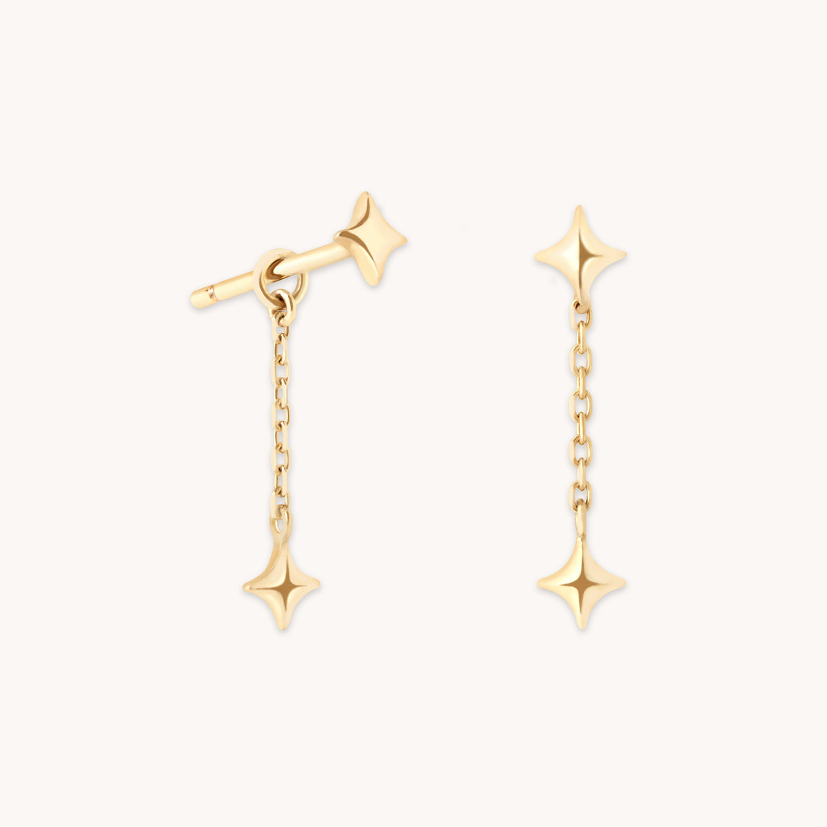 Cosmic Star Chain Studs in Solid Gold-Astrid &amp; Miyu