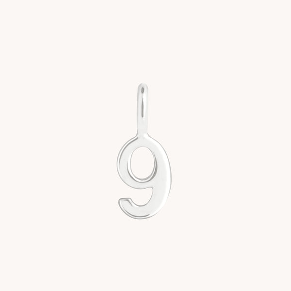 Number Charms - 9 Charm 9k White Gold - Welding Charm - Astrid &amp; Miyu