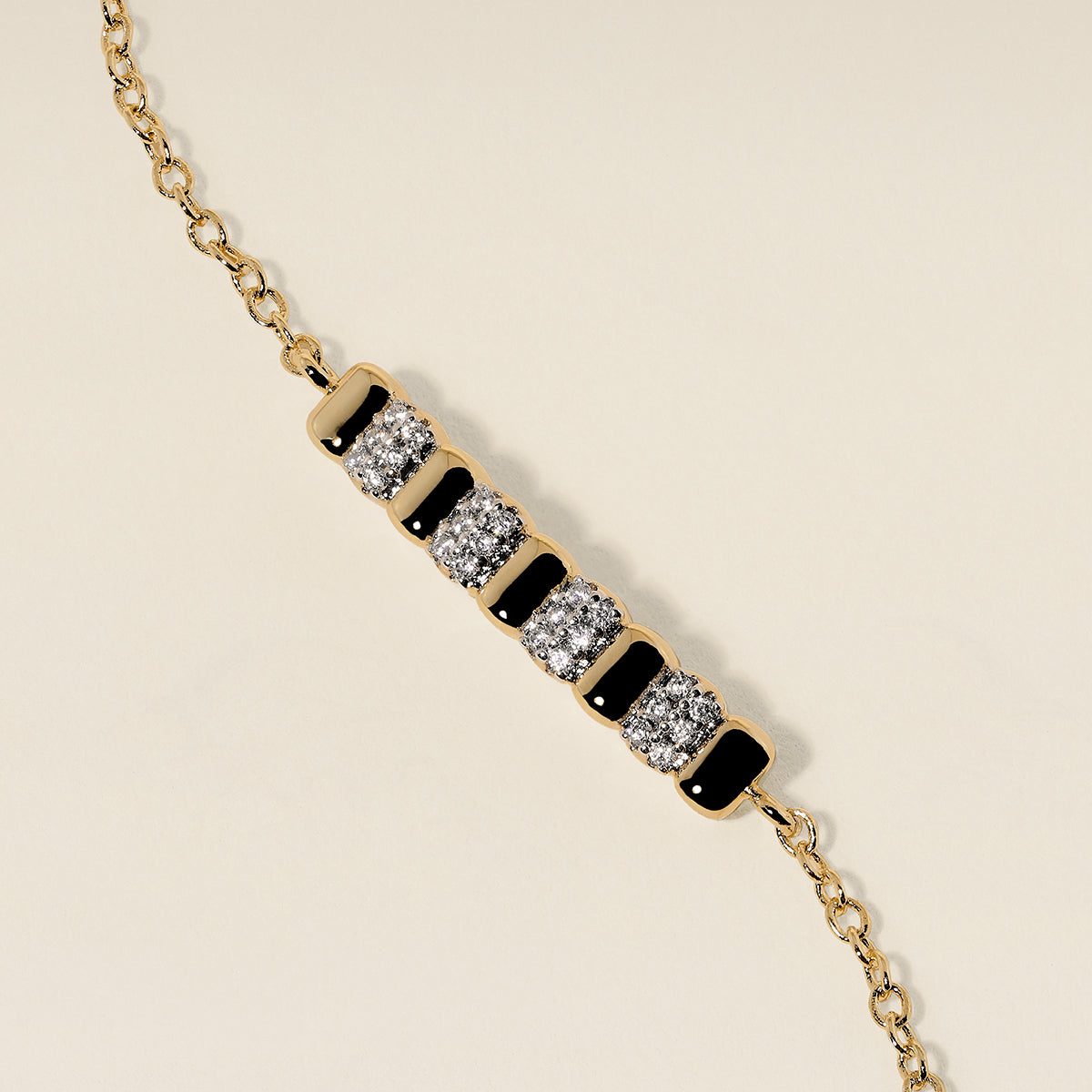 Crystal Ridged Bar Pendant Bracelet in Gold-Astrid &amp; Miyu