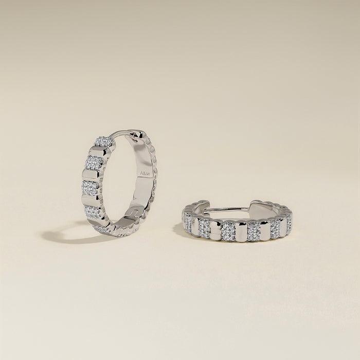 Crystal Ridged Hoops in Silver-Astrid &amp; Miyu