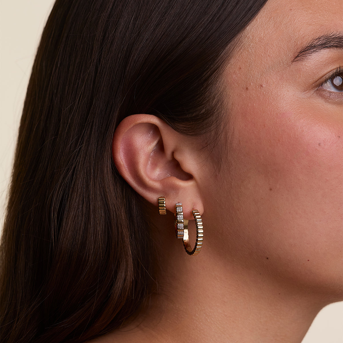 Ridged Hoops in Gold-Astrid &amp; Miyu