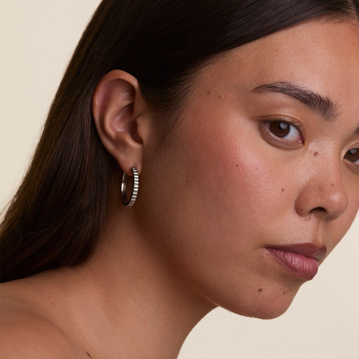 Ridged Hoops in Silver-Astrid &amp; Miyu