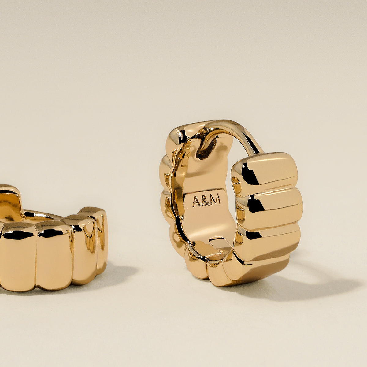Ridged Huggies in Gold-Astrid &amp; Miyu