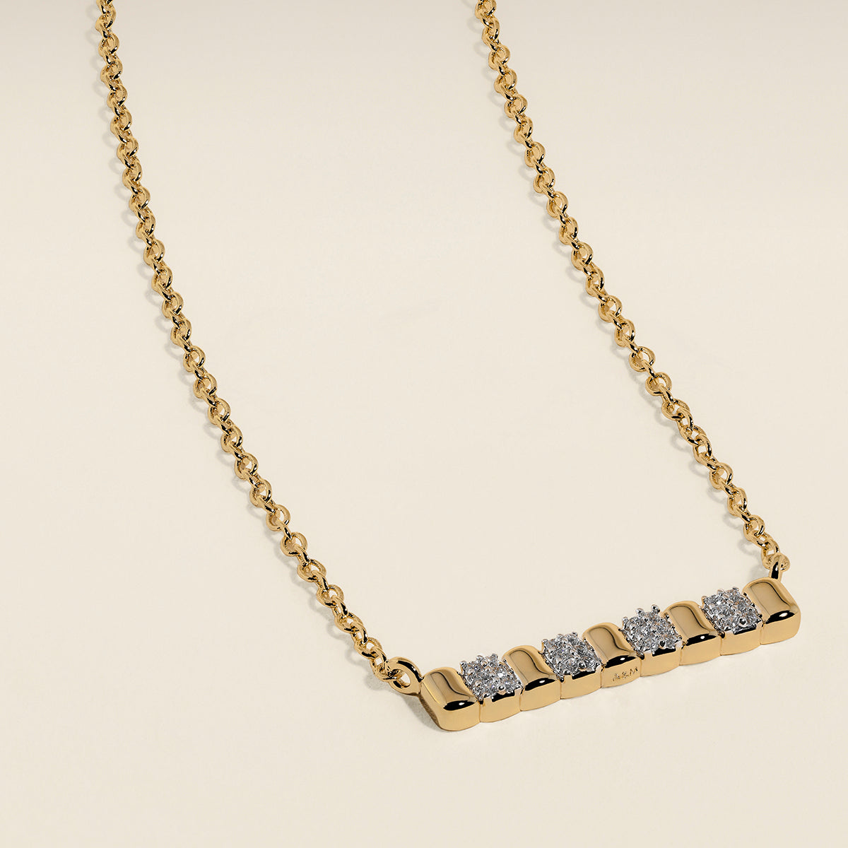 Crystal Ridged Bar Pendant Necklace in Gold-Astrid &amp; Miyu
