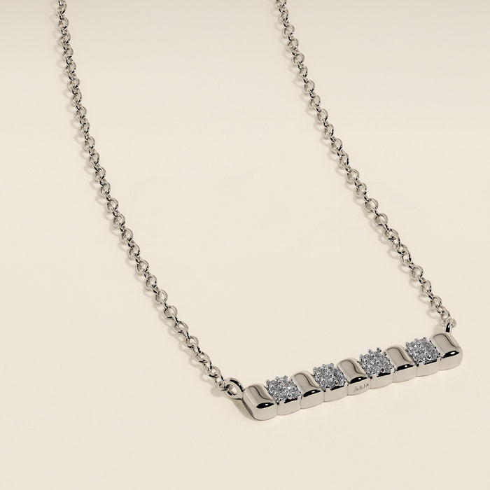 Crystal Ridged Bar Pendant Necklace in Silver-Astrid &amp; Miyu