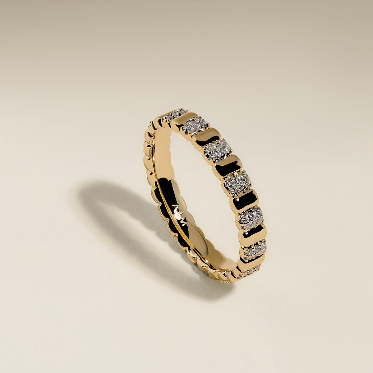 Crystal Ridged Ring in Gold-Astrid &amp; Miyu