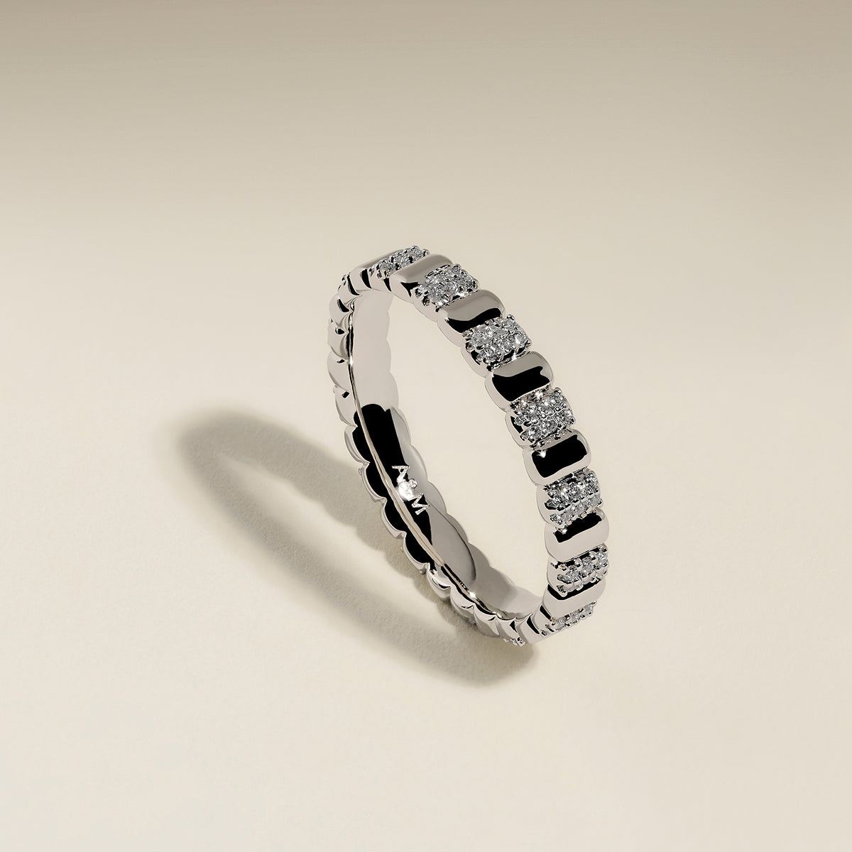 Crystal Ridged Ring in Silver-Astrid &amp; Miyu