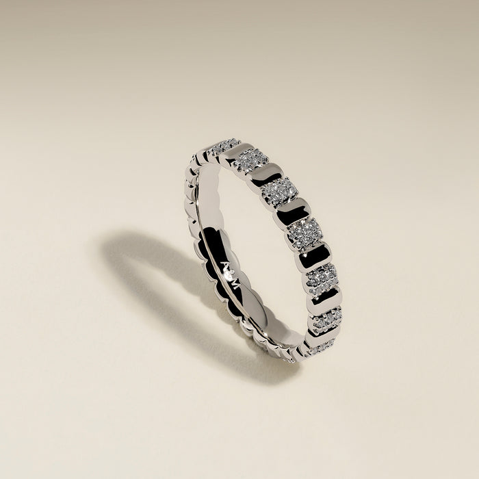 Crystal Ridged Ring in Silver-Astrid &amp; Miyu
