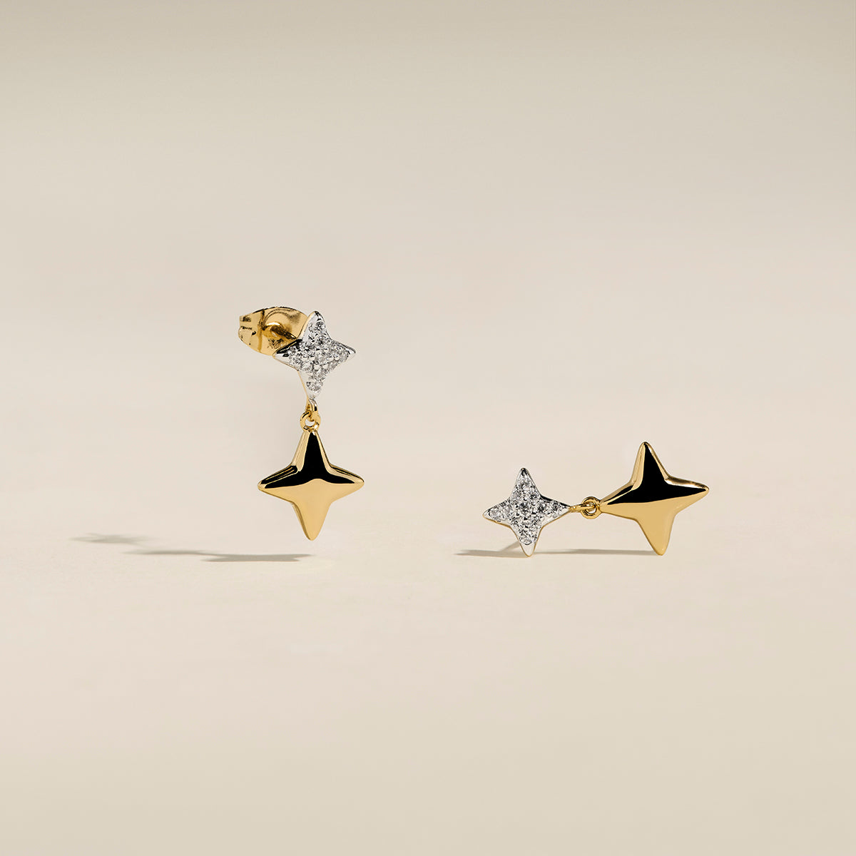 Pavé Cosmic Star Charm Studs in Gold-Astrid &amp; Miyu