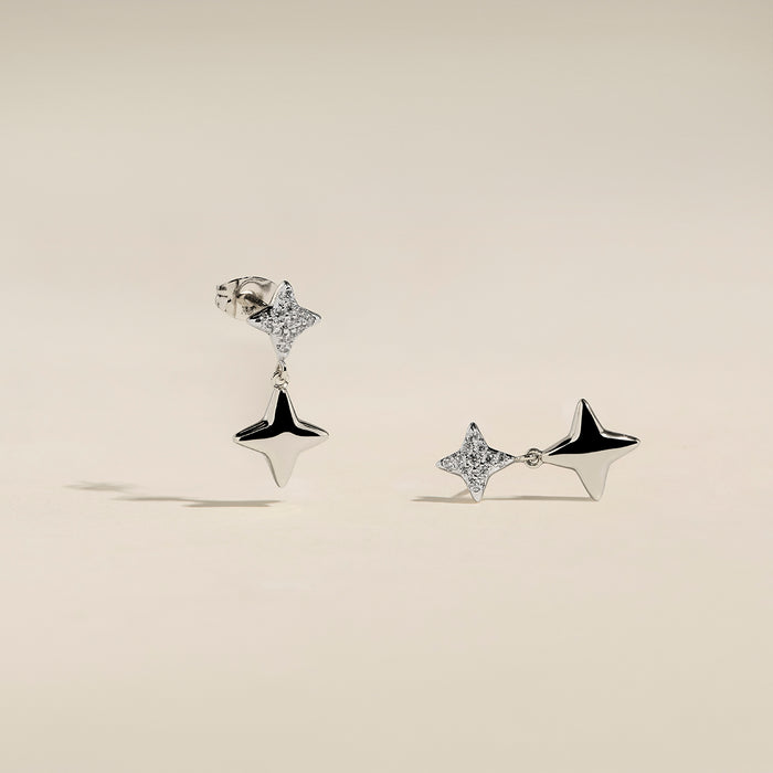 Pavé Cosmic Star Charm Studs in Silver-Astrid &amp; Miyu