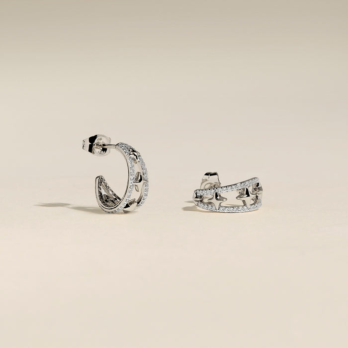 Illusion Crystal Cosmic Hoops in Silver-Astrid &amp; Miyu