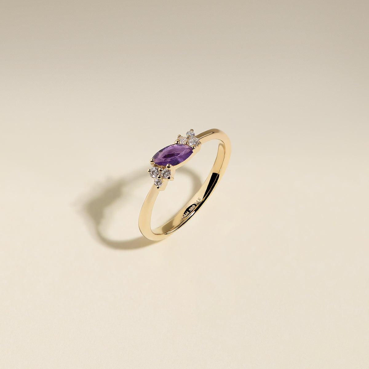 Amethyst February Birthstone Milestone Ring in Solid Gold-Astrid &amp; Miyu