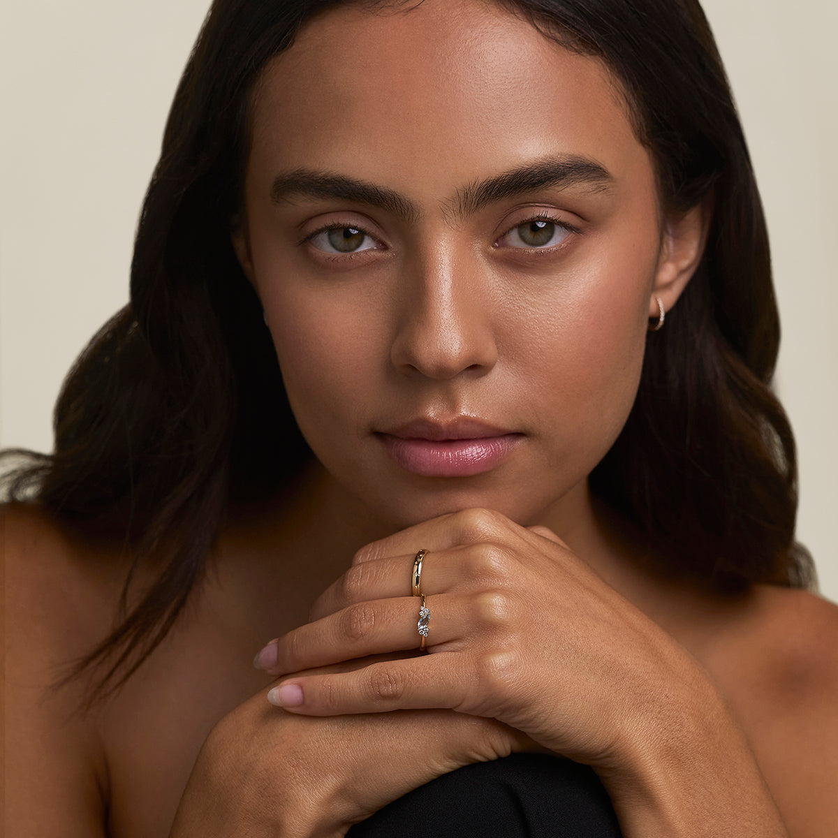 Aquamarine March Birthstone Milestone Ring in Solid Gold-Astrid &amp; Miyu