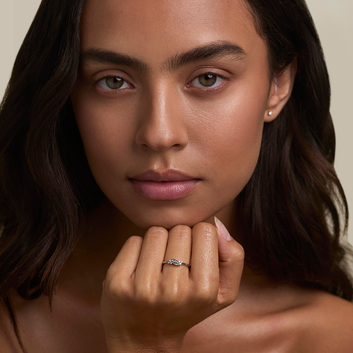 Aquamarine March Birthstone Milestone Ring in Solid White Gold-Astrid &amp; Miyu