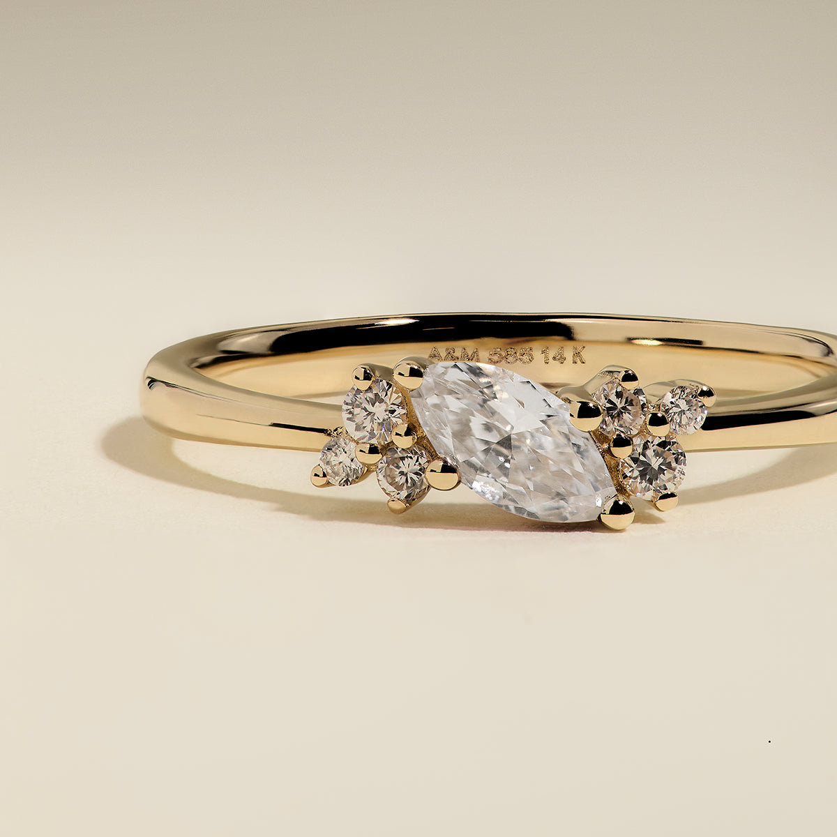 Diamond April Birthstone Milestone Ring in Solid Gold-Astrid &amp; Miyu