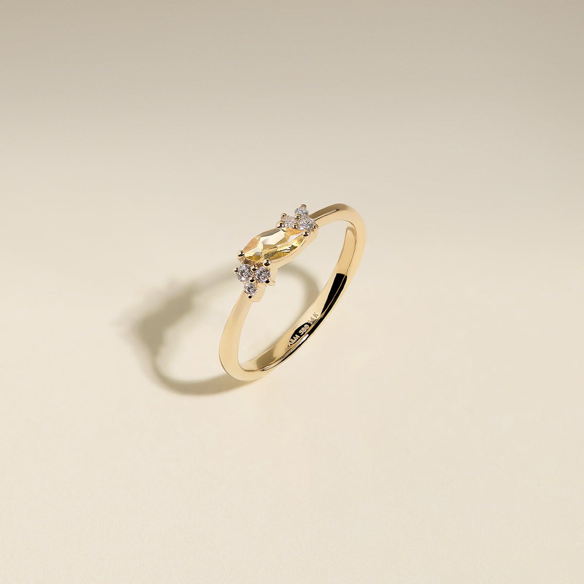 Citrine November Birthstone Milestone Ring in Solid Gold-Astrid &amp; Miyu