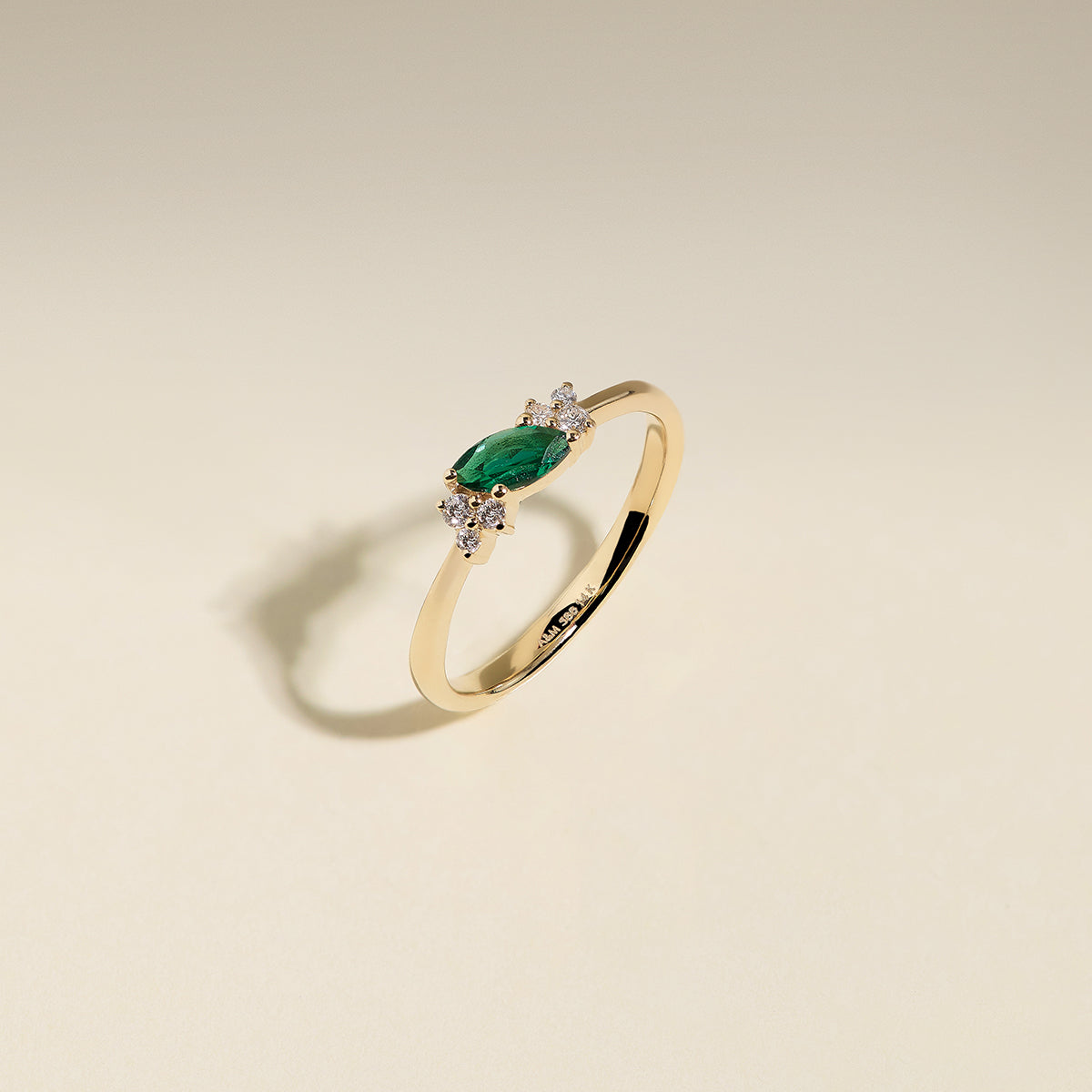 Emerald May Birthstone Milestone Ring in Solid Gold-Astrid &amp; Miyu