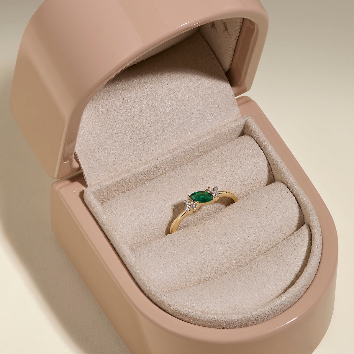 Emerald May Birthstone Milestone Ring in Solid Gold-Astrid &amp; Miyu