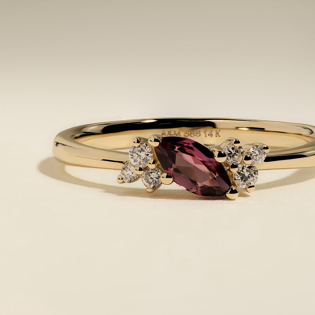 Garnet January Birthstone Milestone Ring in Solid Gold-Astrid &amp; Miyu