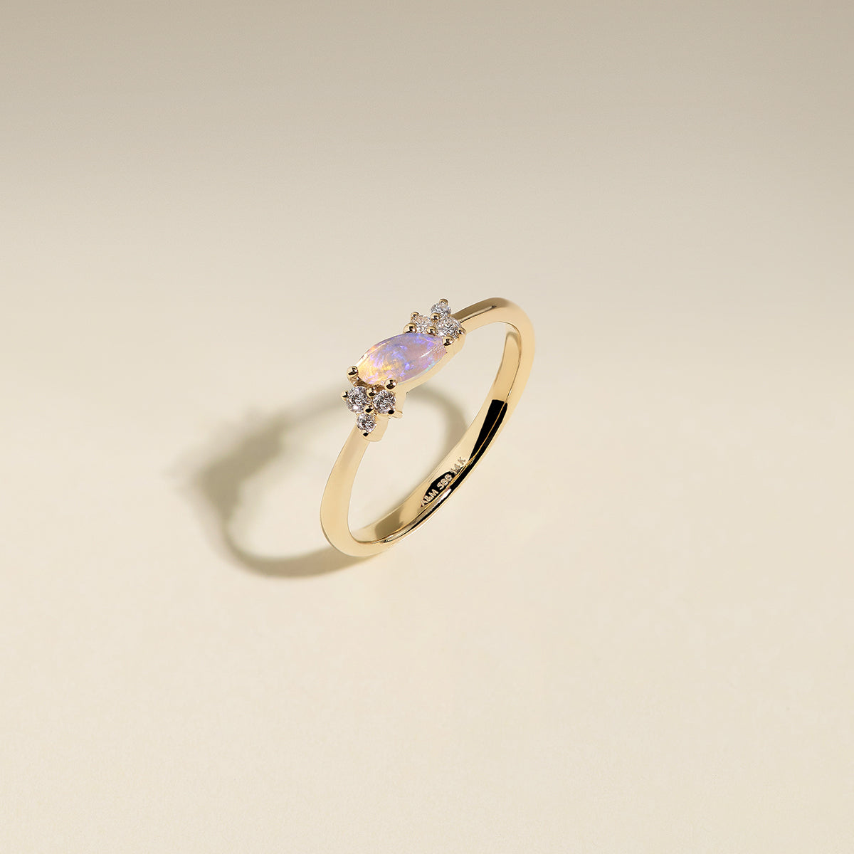Opal October Birthstone Milestone Ring in Solid Gold-Astrid &amp; Miyu
