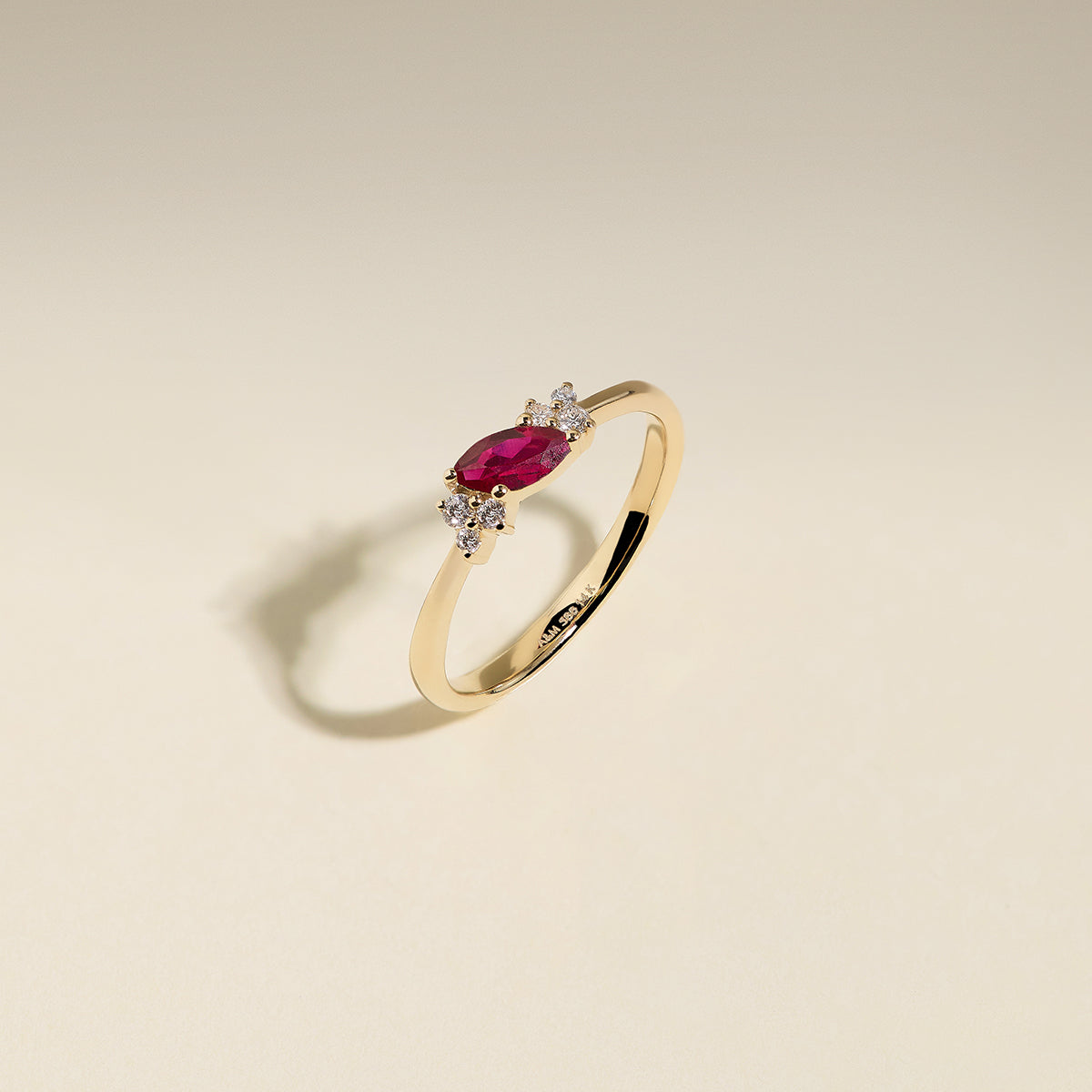 Ruby July Birthstone Milestone Ring in Solid Gold-Astrid &amp; Miyu