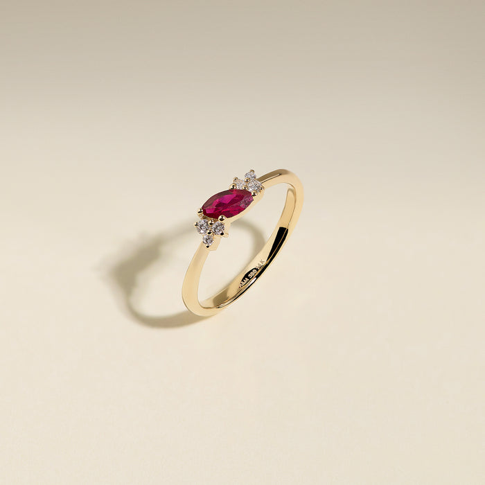 Ruby July Birthstone Milestone Ring in Solid Gold-Astrid &amp; Miyu
