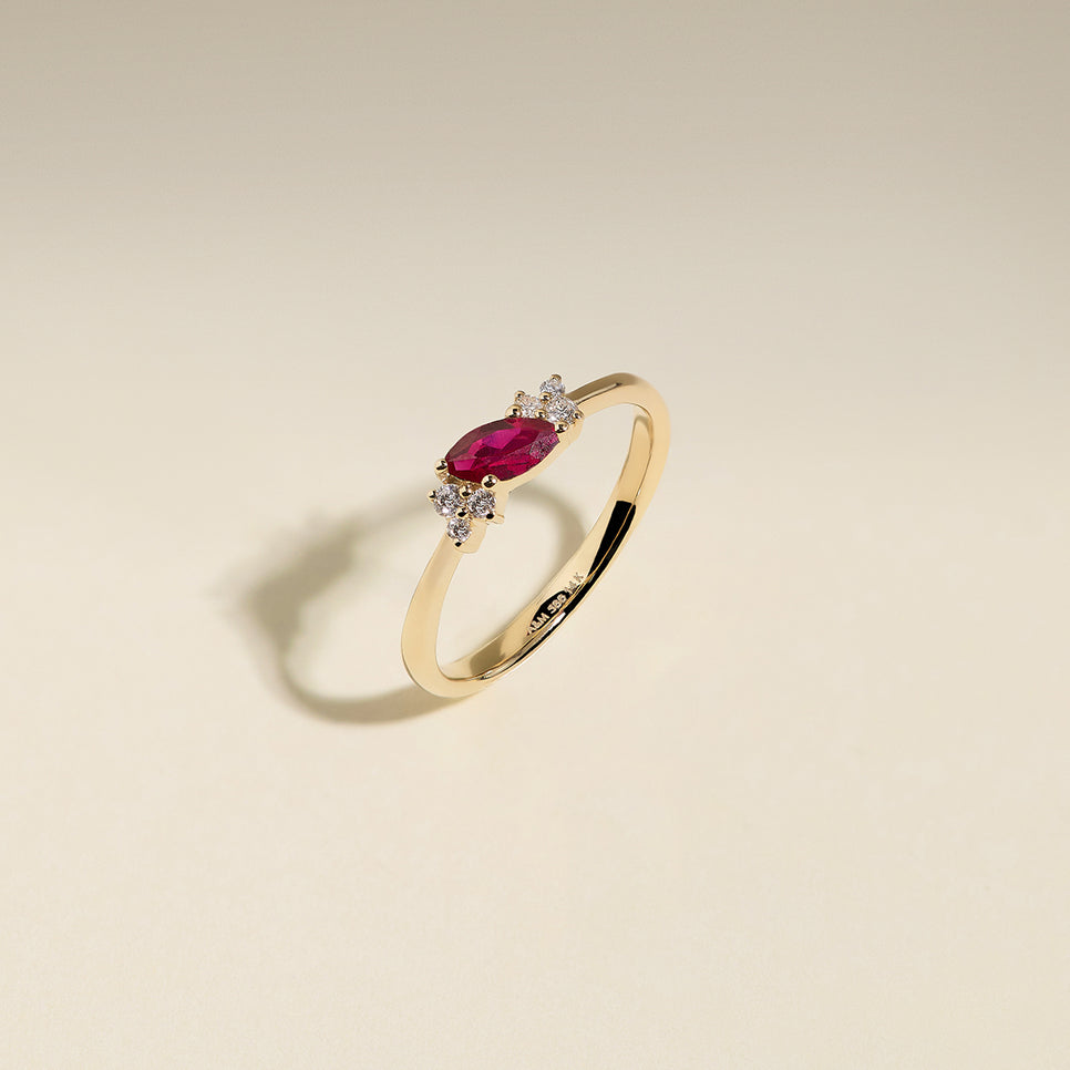 Ruby July Birthstone Milestone Ring in Solid Gold-Astrid &amp; Miyu