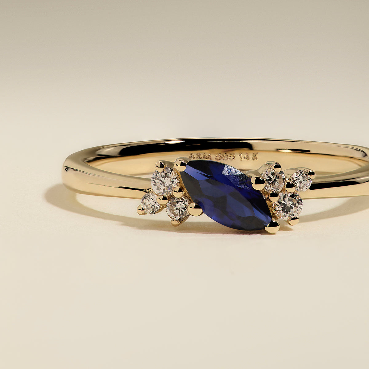 Sapphire September Birthstone Milestone Ring in Solid Gold-Astrid &amp; Miyu
