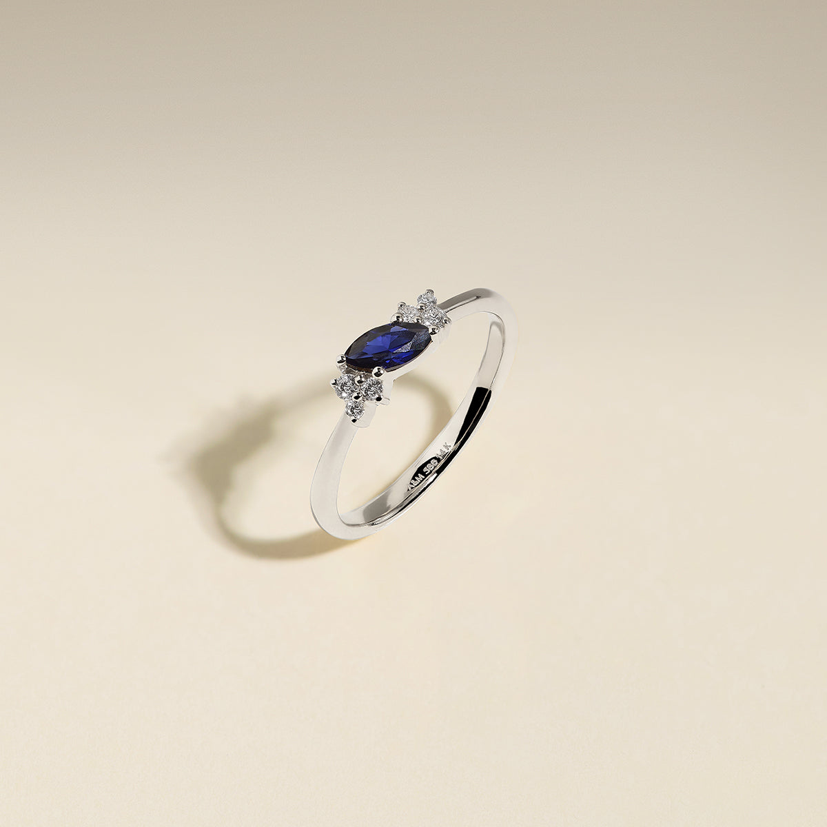 Sapphire September Birthstone Milestone Ring in Solid White Gold-Astrid &amp; Miyu