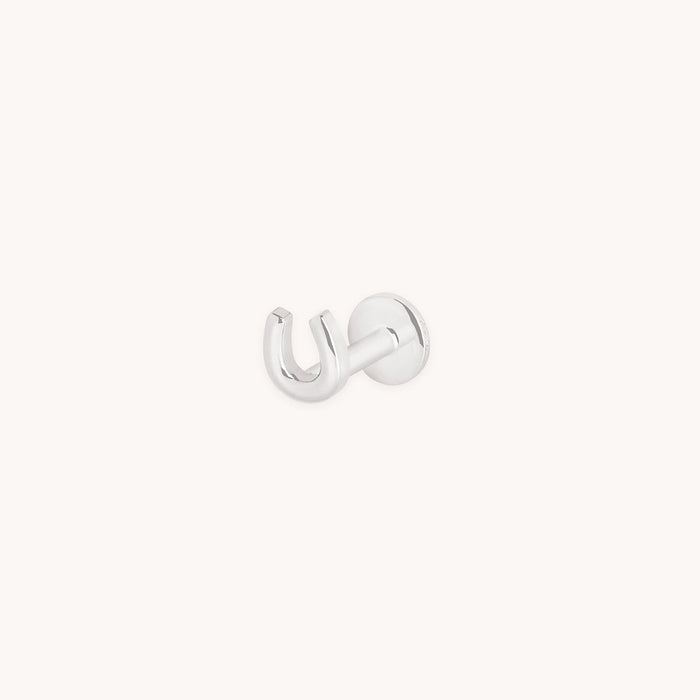 Horseshoe Piercing Stud in Solid White Gold-Astrid &amp; Miyu
